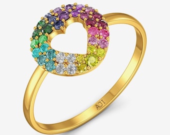 22KT Pure Gold Ring Chromatic Arc Women Rings ,rinbow gold ring, unique gold ring, promis gold ring , colorfull gold ring, indian gold ring,