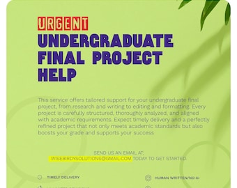 Undergraduate Final Project Help | Research, Writing, Proofreading & Formatting Service