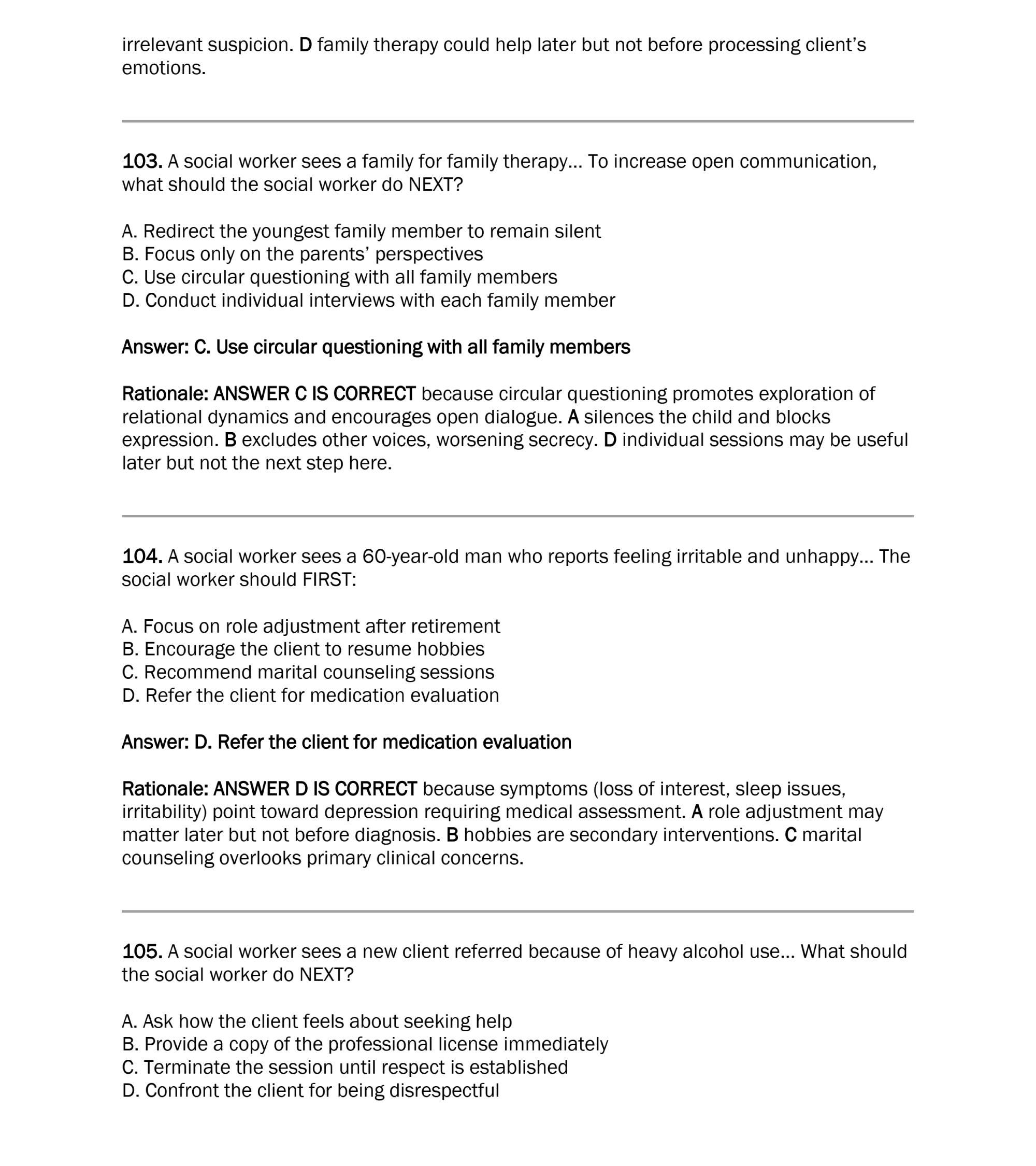 Example Lcsw Questions 2025 LCSW Exam Practice Questions Bundle | Answers & Rationales ...