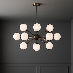 Mid-Century Modern Brass Chandelier 18 Light Globe Italian Chandelier Sputnik Brass Ceiling light Fixture