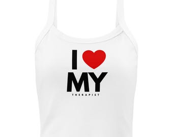 Geribbelde I Heart My Therapist-tanktop