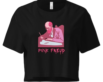 Pink Freud Women's Graphic Crop Top – Funny Psychology Pun Tee by Aloha Mental Health