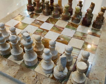 15 inch Marble chess board | Green Onyx Marble chess set | Handmade chess set | gifts for him | Best Gifts for every occasion