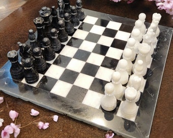 15 inch Marble chess board | Black Onyx Marble chess set | Handmade chess set | gifts for him | Best Gifts for every occasion