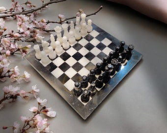 Marmeren schaakbord | Zwart Onyx Marmeren schaakspel | Handgemaakt schaakspel | cadeaus voor hem | Beste cadeaus voor elke gelegenheid