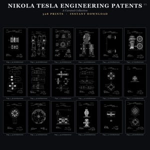 Nikola Tesla Patents Art Print Set | Engineering Inventions Decor (Digital Download) image 14
