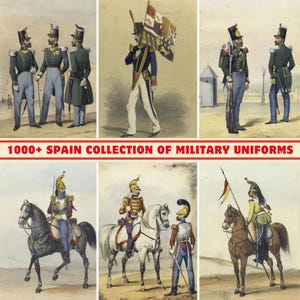 1000+ Spain Military Uniform Collection Illustrations: High-Quality | 300 DPI | Spanish Army | Military History | Vintage Uniforms Drawing