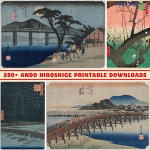 Ando Hiroshige Ukiyo-e-konst | 280+ japanska träsnitt (digitalt tryckset)