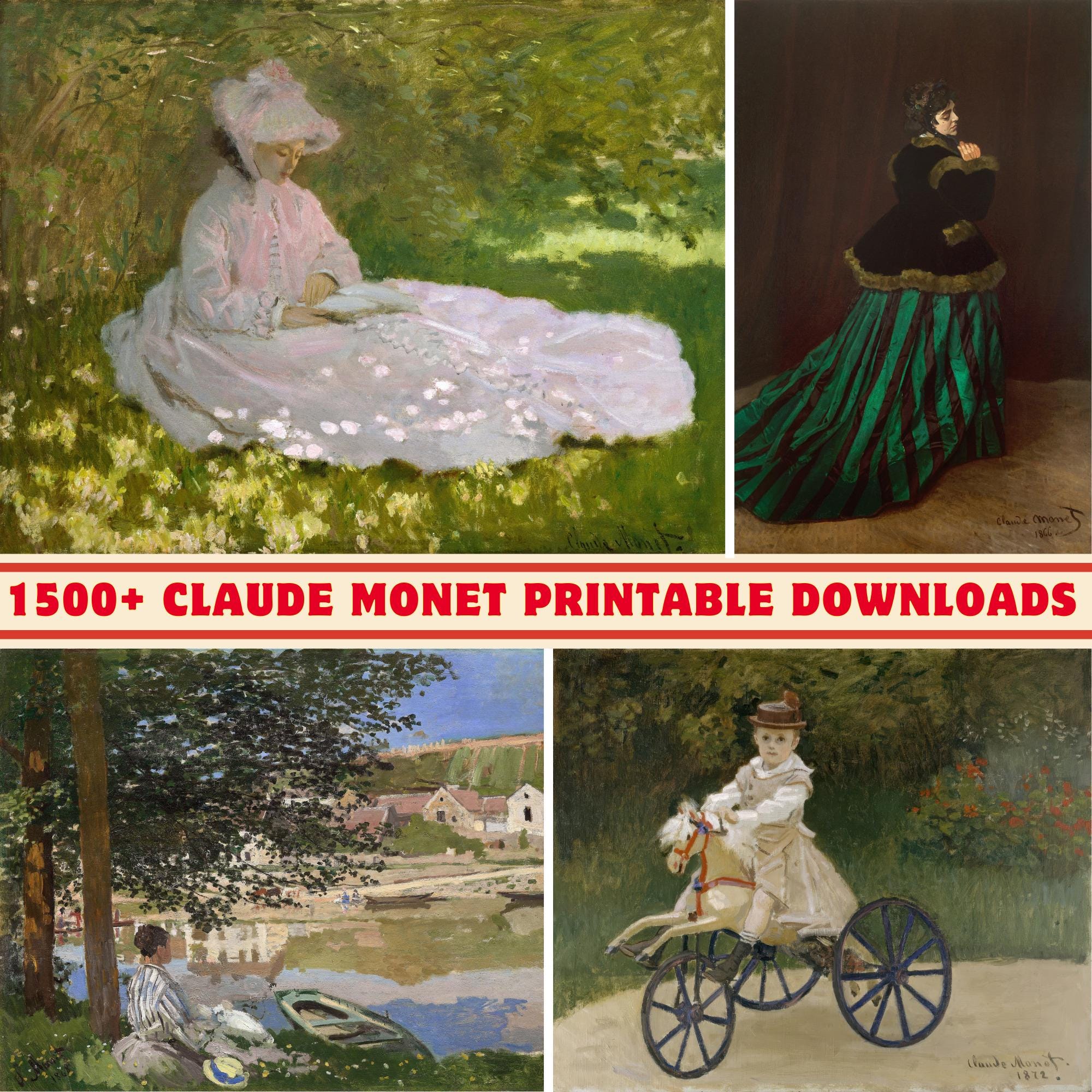 Claude Monet Impressionist Art Collection: 1500+ High-Res Prints (Digital Download)