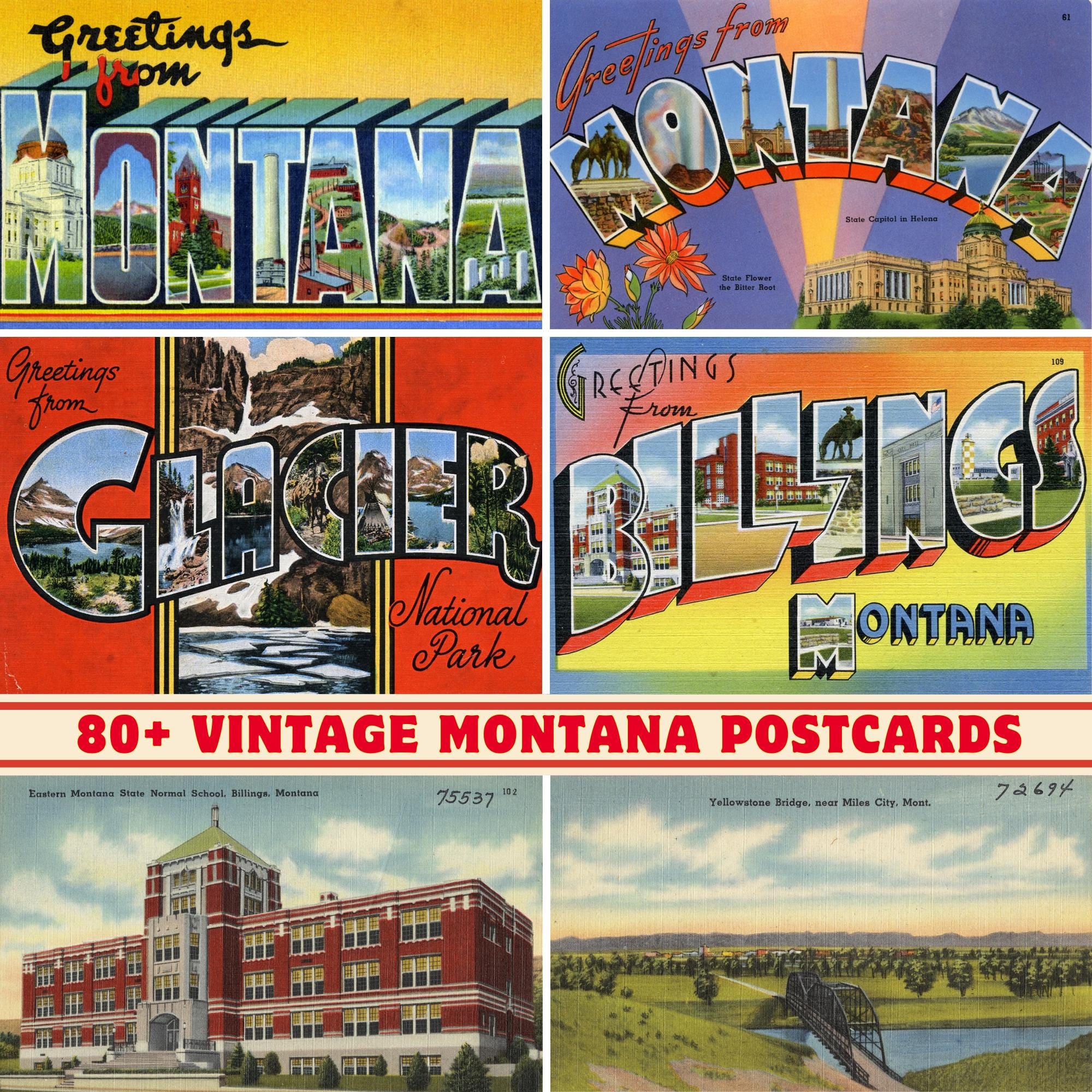 Montana Vintage Postcard Printable - Etsy montana-vintage-postcard-printable-etsy