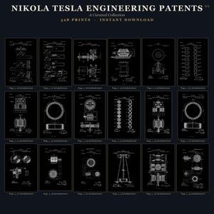 Nikola Tesla Patents Art Print Set | Engineering Inventions Decor (Digital Download) image 10