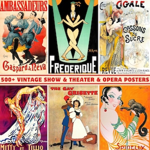 500+ Vintage Show & Theater Oper Poster Sammlung: Hochwertig | 300 DPI | Druckbar | Retro Kunst Illustrationen | Wandkunst | Wohndekor