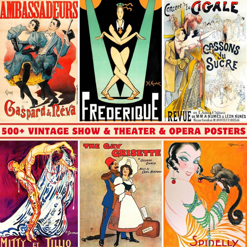 Vintage Theater & Opera Poster Collection: 500+ Retro Art Illustrations ...