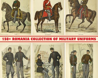 Romanian Military Uniform Illustrations: 150+ Vintage Army Drawings (300 DPI)