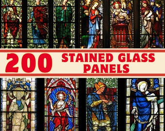 200 Medieval & Renaissance Stained Glass Photos Images - High-Res Digital Collection|Church Window |Religious Clipart Bundle |Printable File