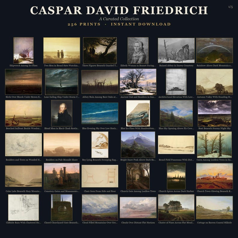 Coleção de Arte Caspar David Friedrich: 256 Obras de Arte Imprimíveis em Alta Resolução (Conjunto de Impressões Digitais) imagem 6