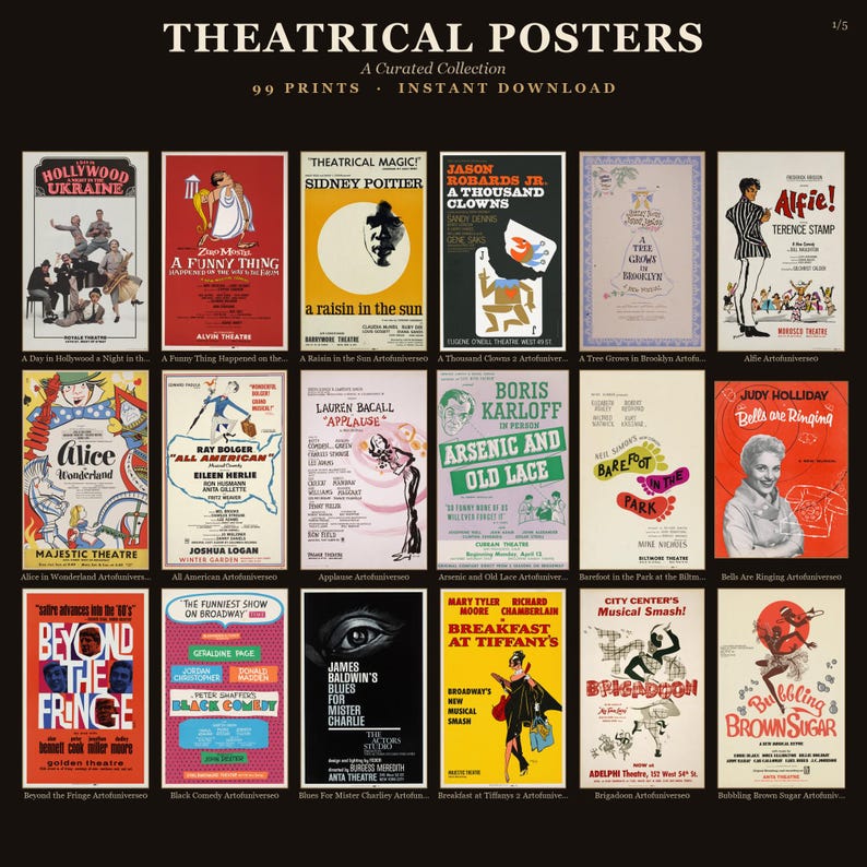 99 Vintage Theatrical Posters: Stage, Musical, Drama Art (300 DPI Printable) image 6