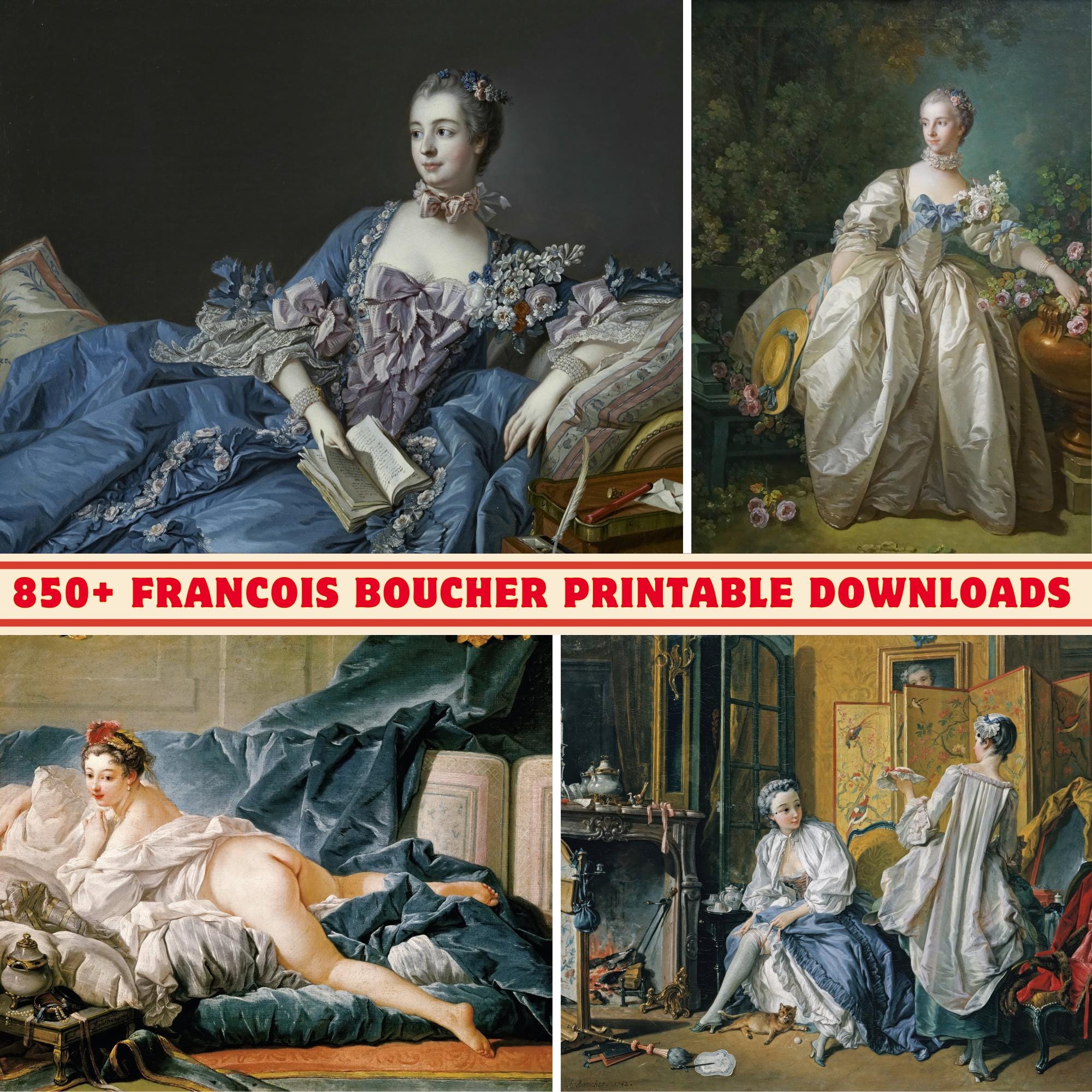 名画複製】ポンパドゥール夫人肖像画 François Boucher作 額装