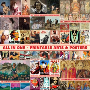 Printable Art Mega Bundle: Vintage Posters & Famous Art (Digital Download)