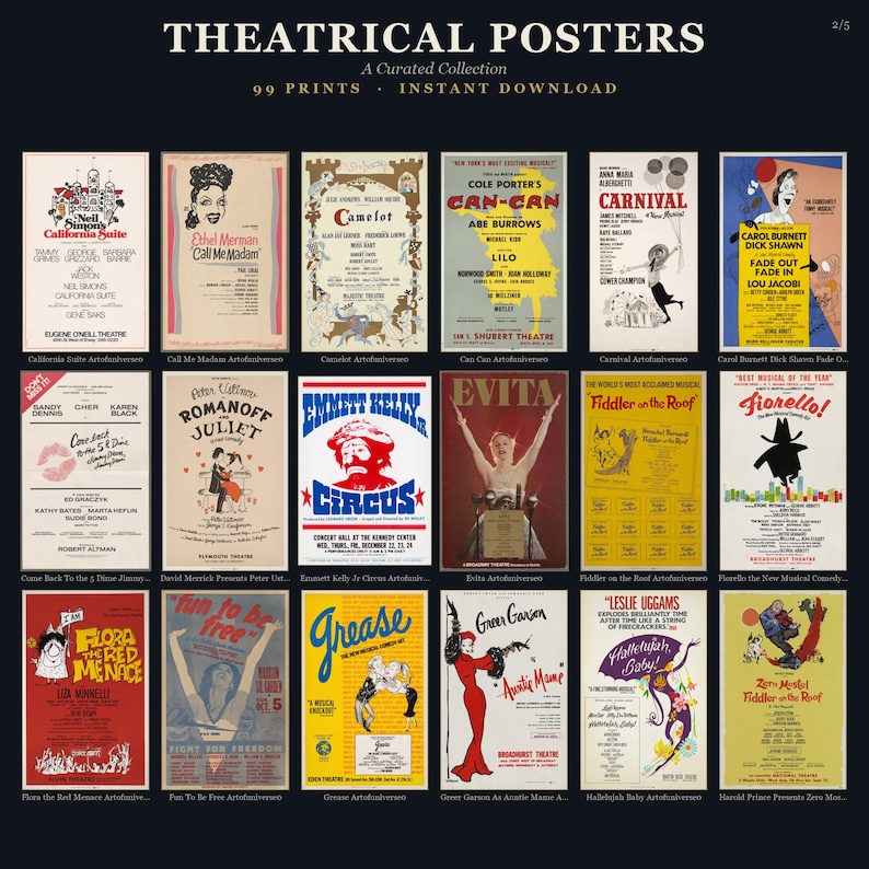 99 Vintage Theatrical Posters: Stage, Musical, Drama Art (300 DPI Printable) image 10