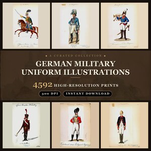 German Military Uniform Illustrations: 4000+ Vintage Army Drawings (300 DPI) (Digital Download)