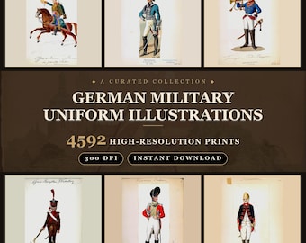 German Military Uniform Illustrations: 4000+ Vintage Army Drawings (300 DPI) (Digital Download)