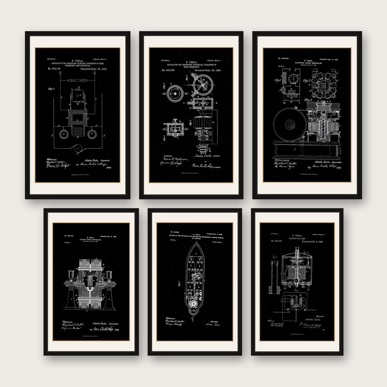 Nikola Tesla Patents Art Print Set | Engineering Inventions Decor (Digital Download) image 11