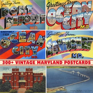 300+ Vintage Maryland State Grußkarten- & Postkartensammlung | 300 DPI Druckbar | Digitaldruck Set |  Maryland Sehenswürdigkeiten und Landschaft