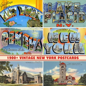 1900+ Vintage New York State Greeting Card & Postcard Collection | 300 DPI Printable | Digital Print Set |  New York Landmarks and Scenery