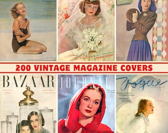 200 portadas de revistas de moda vintage: Colección de los años 40 y 50 (Descarga digital)