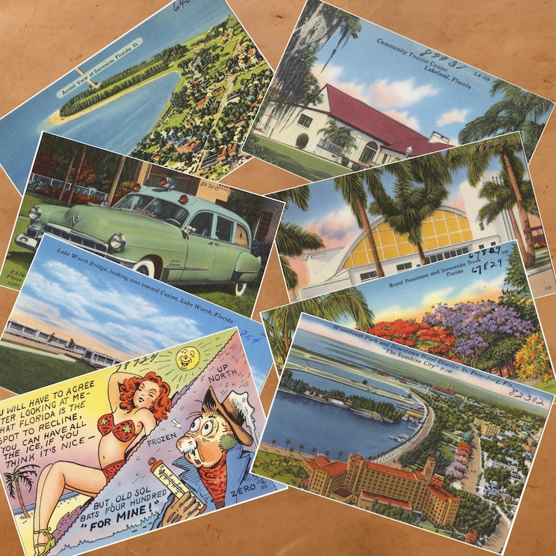 Vintage Florida Postcard Collection: 300+ Printable Landmarks (digital ...