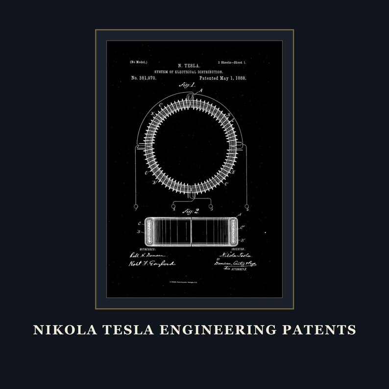 Nikola Tesla Patents Art Print Set | Engineering Inventions Decor (Digital Download) image 17