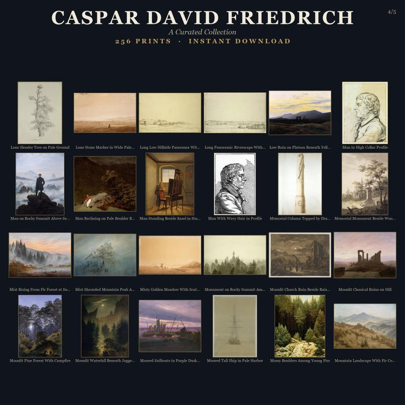 Coleção de Arte Caspar David Friedrich: 256 Obras de Arte Imprimíveis em Alta Resolução (Conjunto de Impressões Digitais) imagem 16