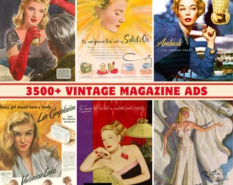 Vintage Magazine Ads Collection: 3800+ Retro Advertisements, 300 DPI Printable