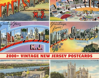 Coleção com mais de 2.000 cartões postais vintage de Nova Jersey: impressão em 300 DPI (conjunto de impressão digital)