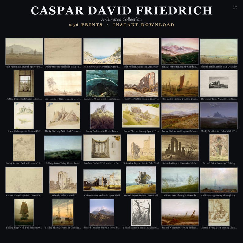 Coleção de Arte Caspar David Friedrich: 256 Obras de Arte Imprimíveis em Alta Resolução (Conjunto de Impressões Digitais) imagem 18