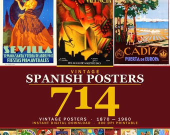 700+ Vintage Spanish Poster Collection: Retro Art Prints (Digital Download)