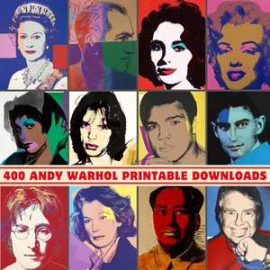 400 Andy Warhol  Art Prints - Set of 400 High-Quality JPG Files (300 DPI, 13000 Pixels Height) - Perfect for Posters and Printing Wall Decor