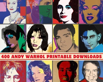 400 stampe artistiche di Andy Warhol - Set di 400 file JPG di alta qualità (300 DPI, altezza 13.000 pixel) - Perfetto per poster e stampe di decorazioni murali