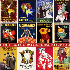 300+ Leonetto Cappiello Jugendstil Druckbare Wandkunst 300 Dpi High-Res | 1920er Jahre Jugendstil Chic Alkohol Beauty Poster