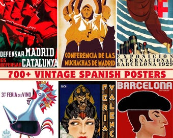 Colección de más de 700 carteles vintage españoles / Ilustración española / Grabados españoles / Alta calidad / Póster imprimible / Arte retro / Decoración de pared