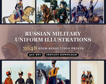Russian Military Uniform Illustrations: 2500+ Vintage Army Designs (300 DPI)