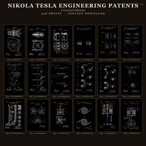 Nikola Tesla Patents Art Print Set | Engineering Inventions Decor (Digital Download) image 6