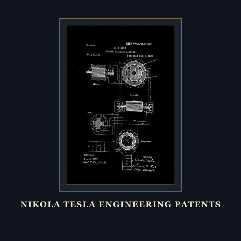Nikola Tesla Patents Art Print Set | Engineering Inventions Decor (Digital Download) image 20