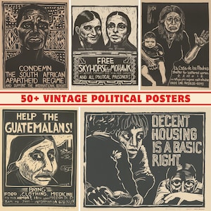 Vintage Political Posters Collection: Anti-Apartheid, Human Rights (300 DPI Printable)