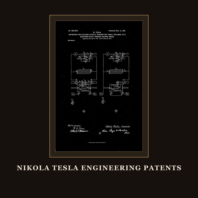 Nikola Tesla Patents Art Print Set | Engineering Inventions Decor (Digital Download) image 4