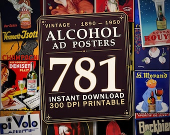 781 Vintage Alcohol Ad Posters: Retro Bar Decor (Printable, 300 DPI)