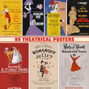 99 Vintage Theatrical Posters: Stage, Musical, Drama Art (300 DPI Printable) image 1