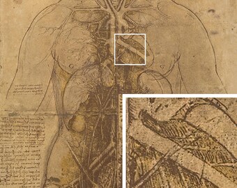 レオナルド・ダ・ヴィンチのスケッチ：手稿ノートと図表（300 DPI