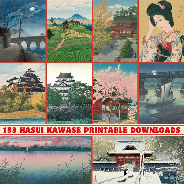 153 hochauflösende Hasui Kawase-Kunstsammlung | 300 DPI druckbar | Digitaldruck-Set | Hasui Kawase Kunstwerke und Gemälde | Heimdekoration